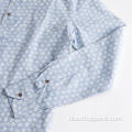 Anti-rimpel lichtblauw overhemd met lange mouwen en bloemenprint